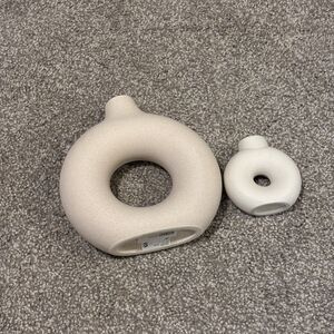 H&M Home Circular Donut Ceramic Vase Set Lot of 2 Matte Modern Decorative Art